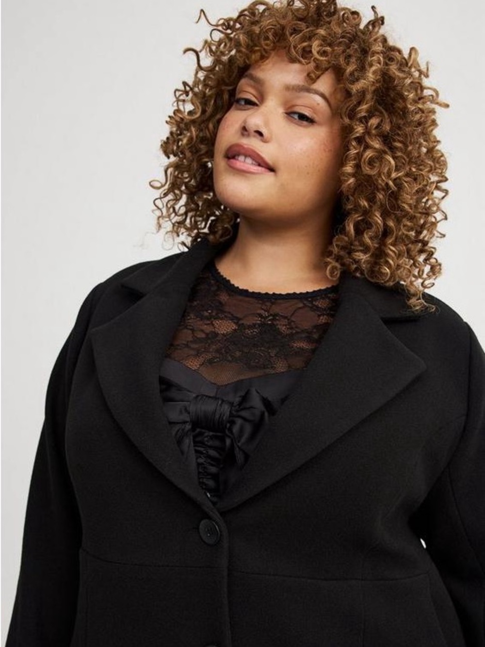 Torrid Black Faux Fur Collar Fit Flare Coat 3X Removable Collar Longline Jacket - Picture 4 of 5